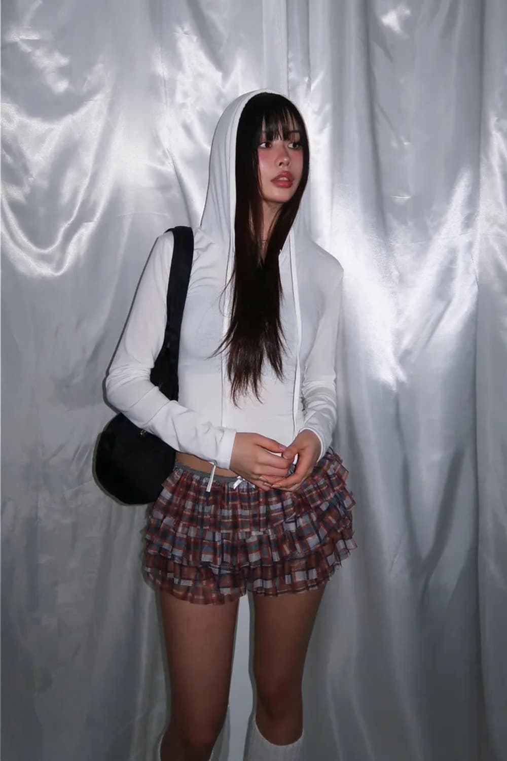 체크 미니 캉캉 레이어드 쉬폰 스커트 숏 팬츠 상품이미지8