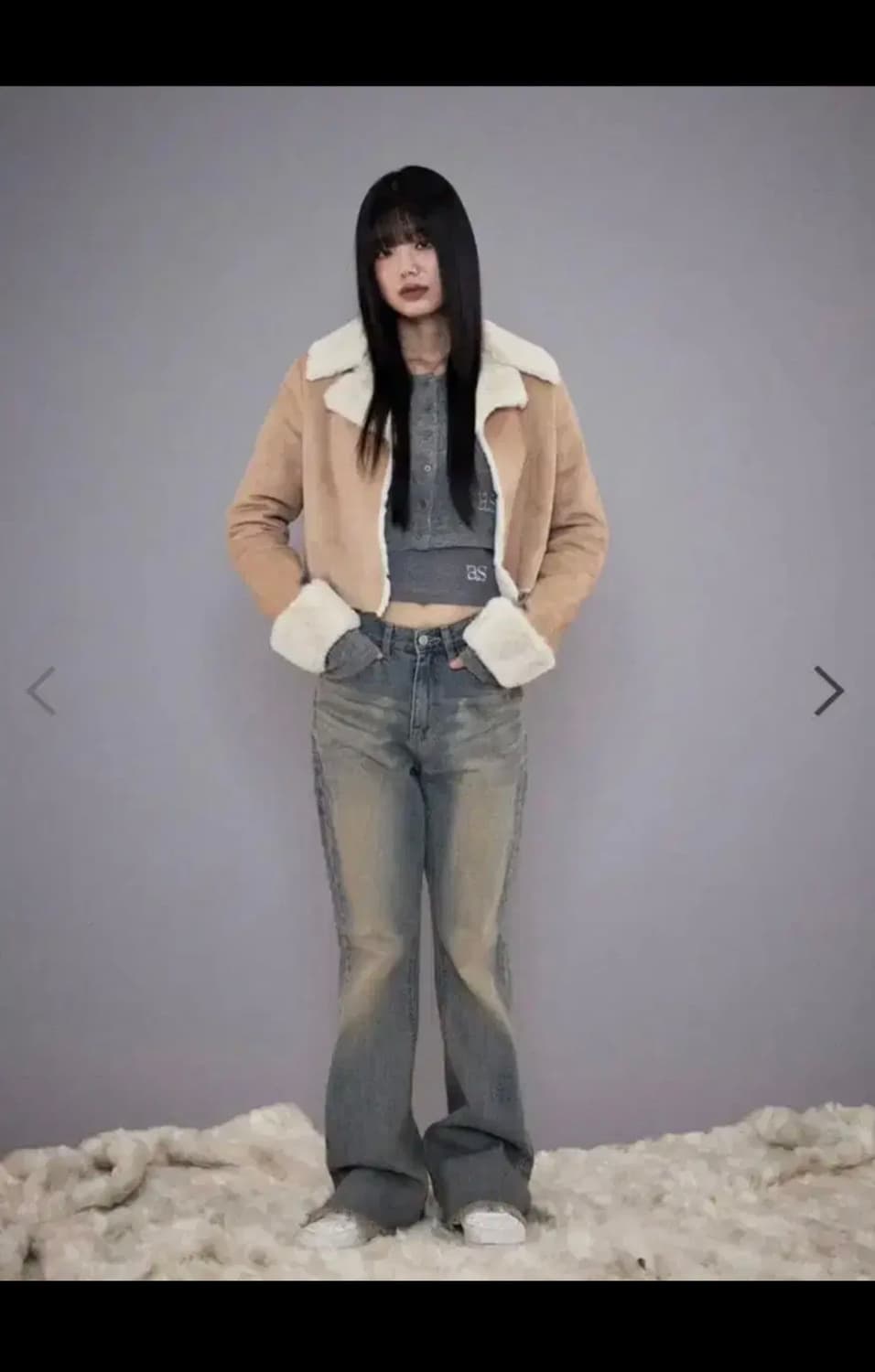 애즈온 cropped mustang jacket beige 상품이미지1