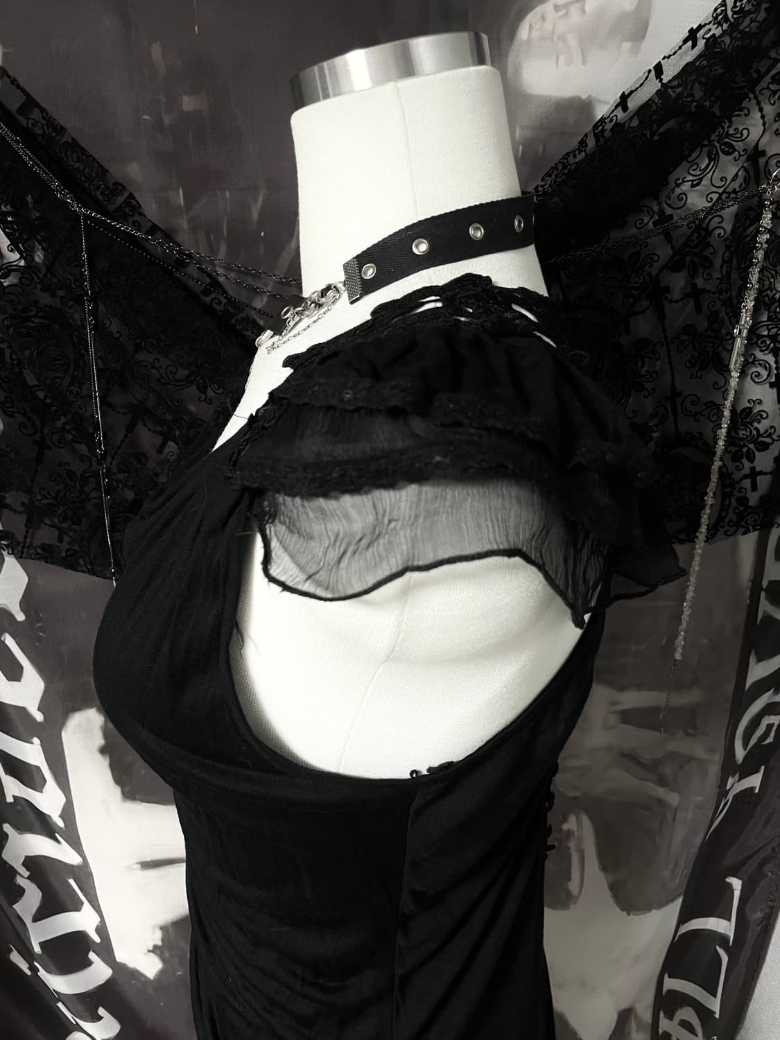 고스 카울넥 란제리블라우스나시탑 핀터레스트 무채색 다크웨어로맨틱공겜여주 상품이미지7