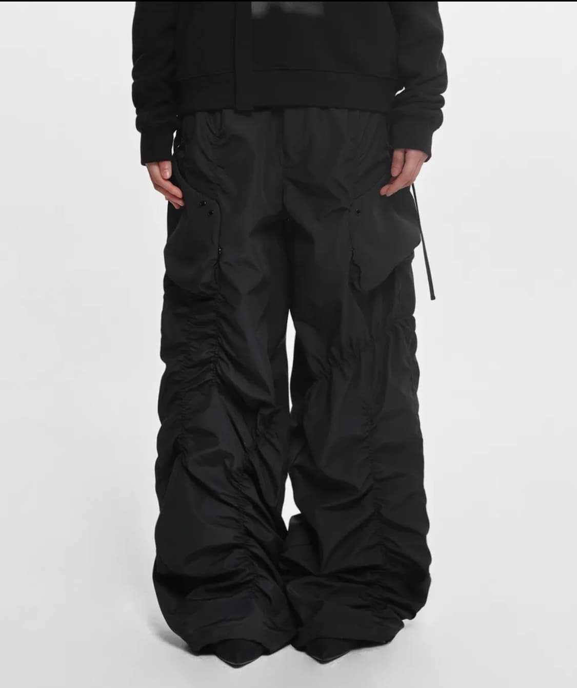 NACHE SMOCKING CONVEX PANTS BLACK 상품이미지1