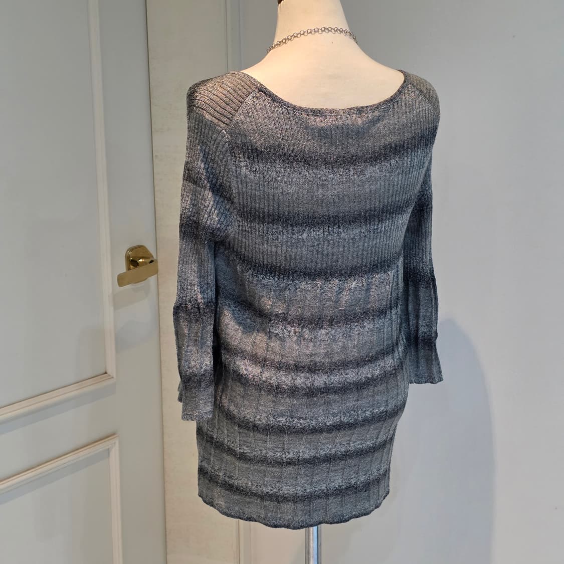 페어리그런지y2k 나나깔 스모크 스트라이프 니트슬리브 상품이미지2