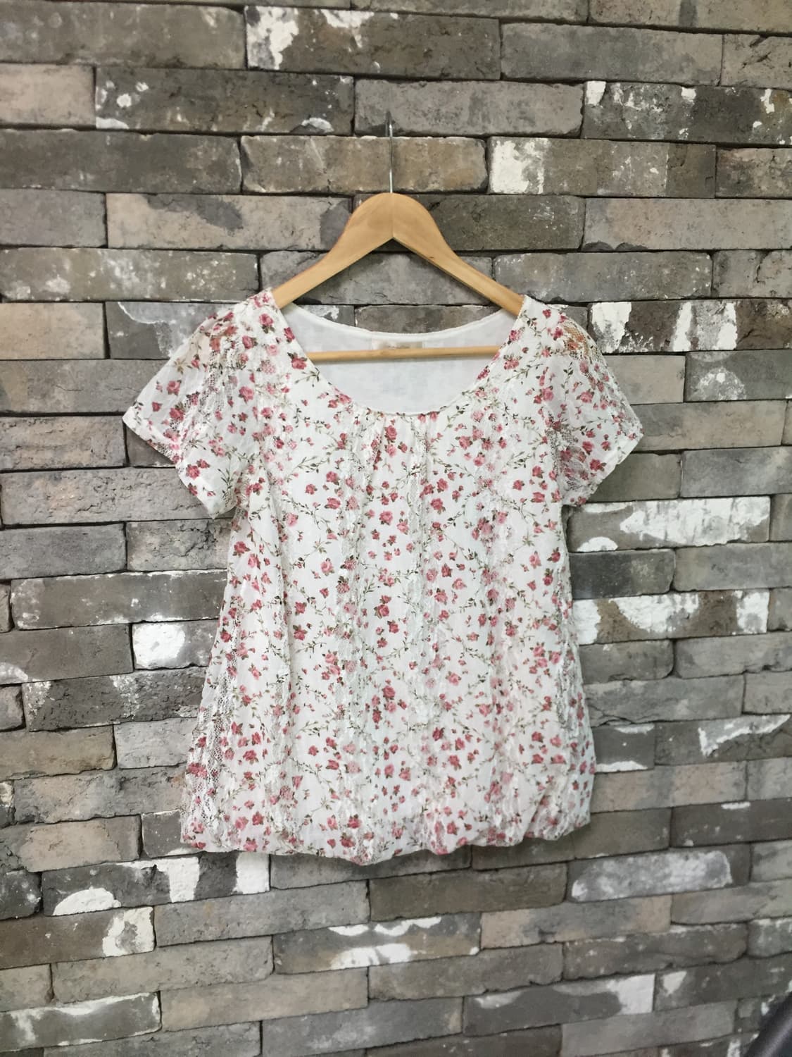 vintage flower lace balloon T blouse 상품이미지3