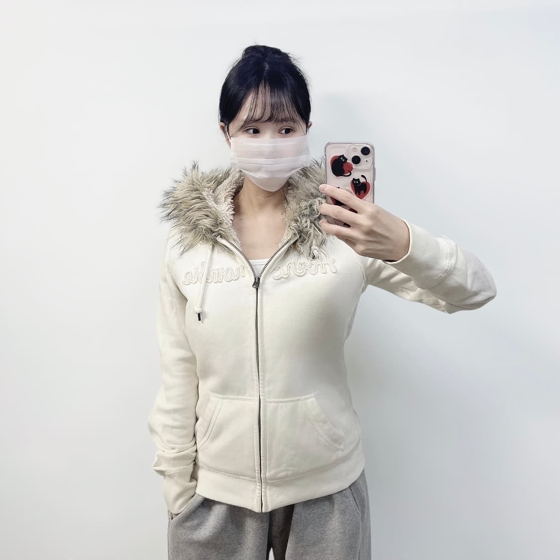 아베크롬비 울프죠 퍼 후드집업 화이트 상품이미지1