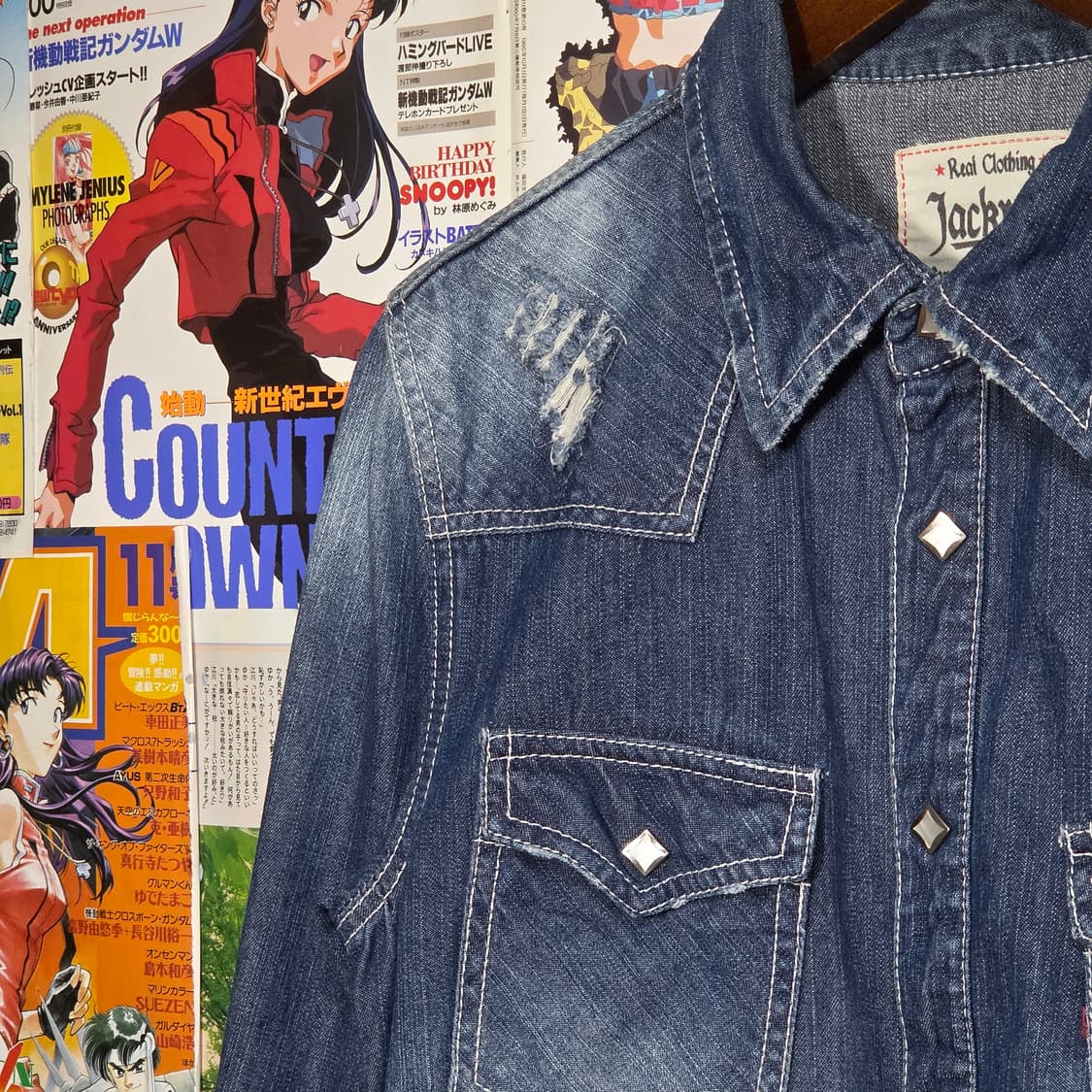 JPN 잭 로즈 데미지 워싱 웨스턴 데님 셔츠 상품이미지2