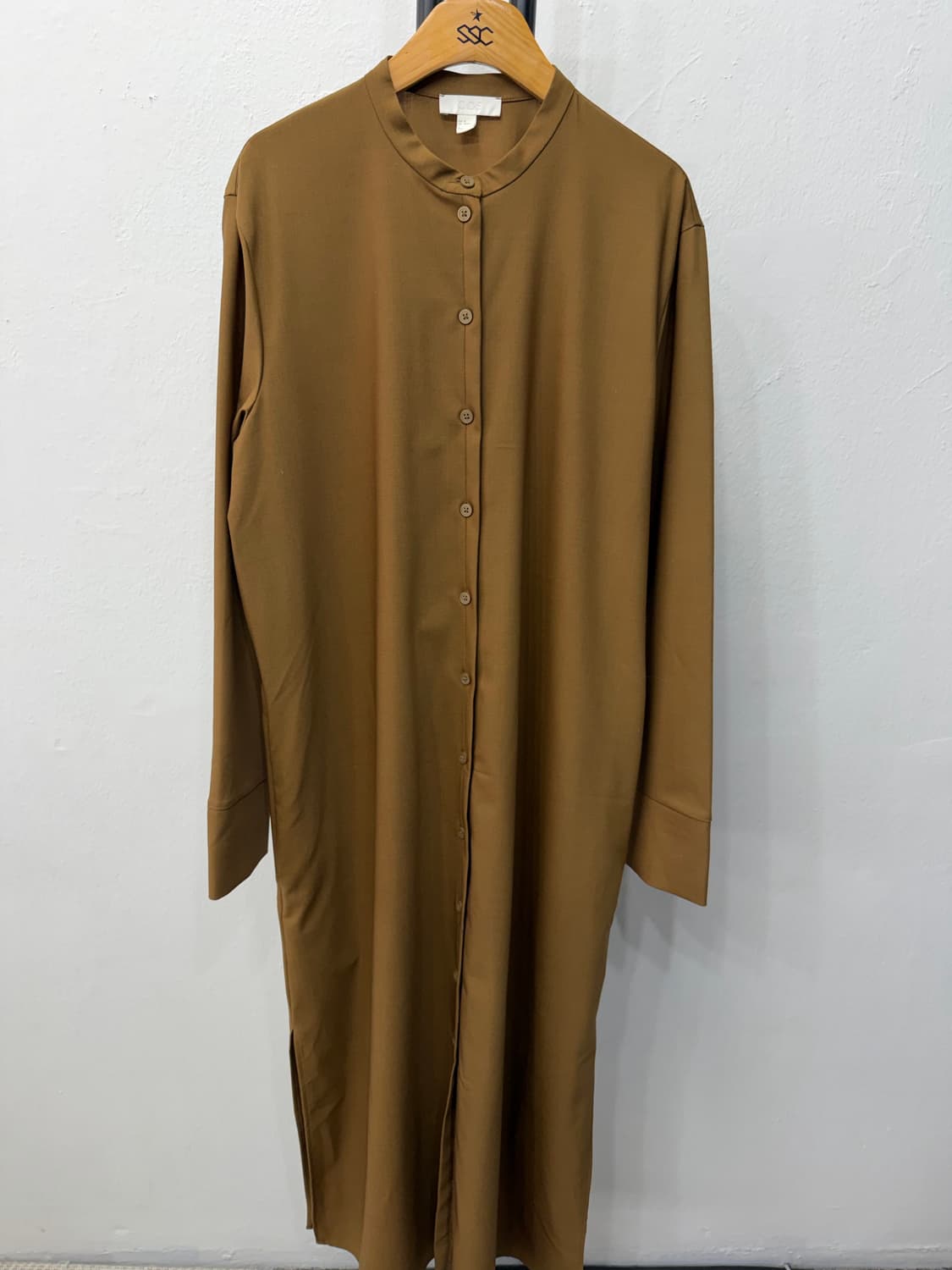 정품) COS 코스 카키색 헨리넥 셔츠 원피스 36 상품이미지1