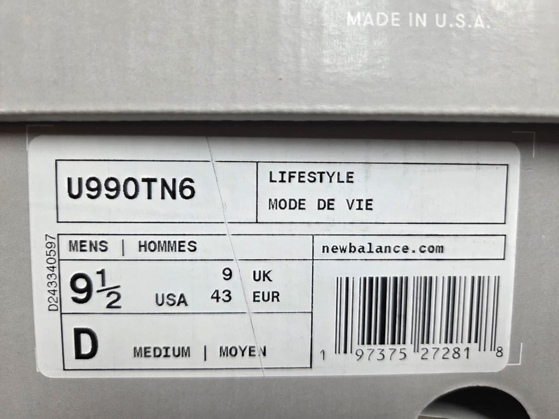 뉴발란스 990v6 메이드 인 USA 워크웨어 그레이 팝니다. 상품이미지6