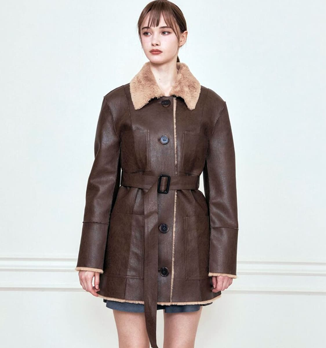 낫유어로즈(not your rose) 리버시블 레더무스탕 55-66 새상 상품이미지2