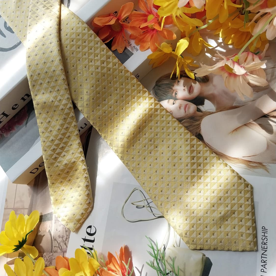 펜디 넥타이 레몬 컬러 로고 패턴 8.4cm A+~A등급 K2589 상품이미지3