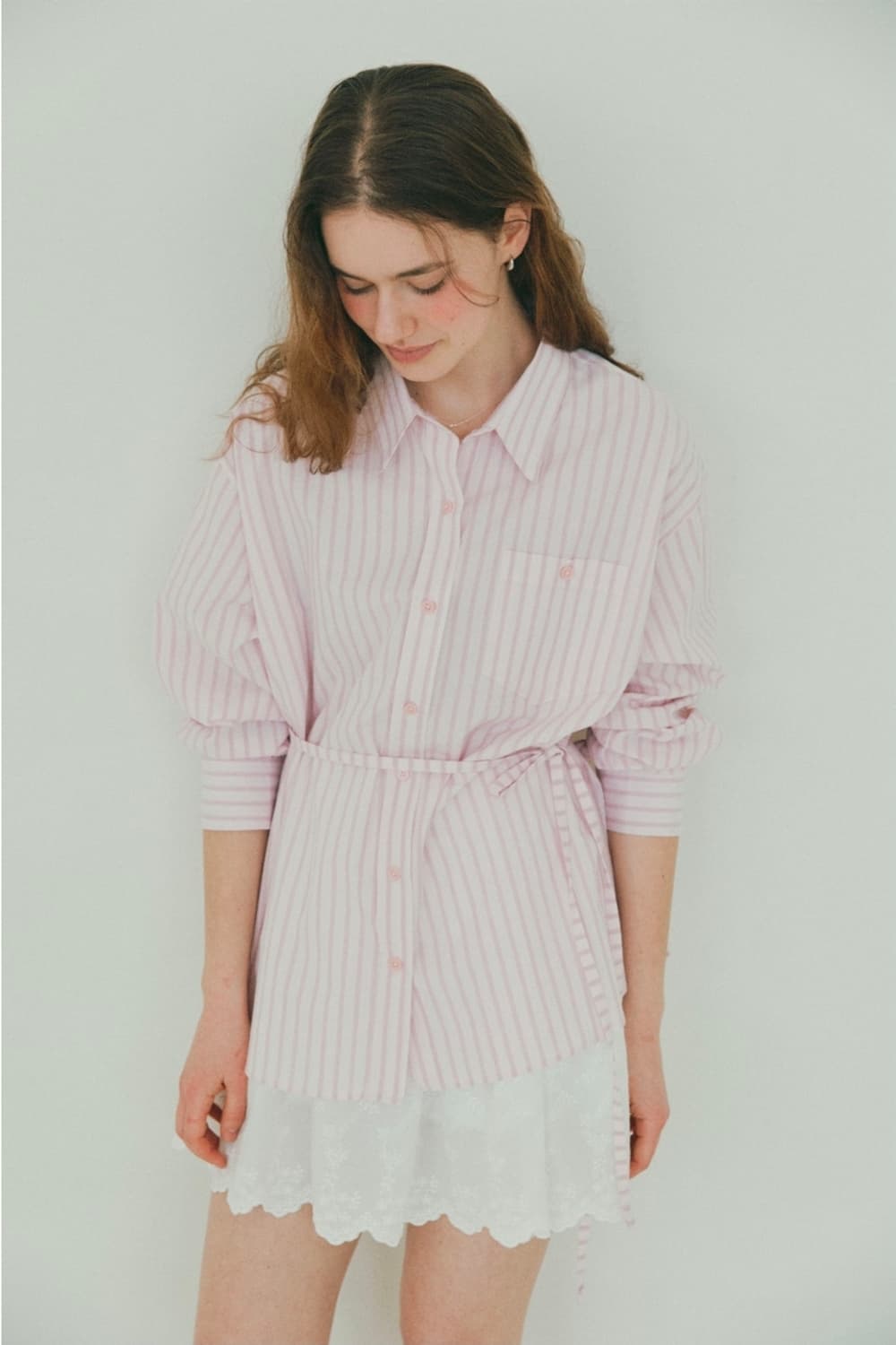 브링마이띵즈 타이 스트라이프 셔츠 핑크 상품이미지3