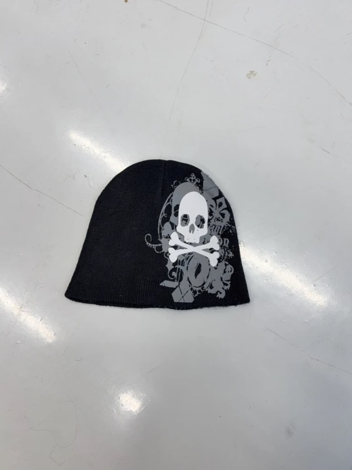 Y2K Skull Graphic Black Knit Beanie 상품이미지4