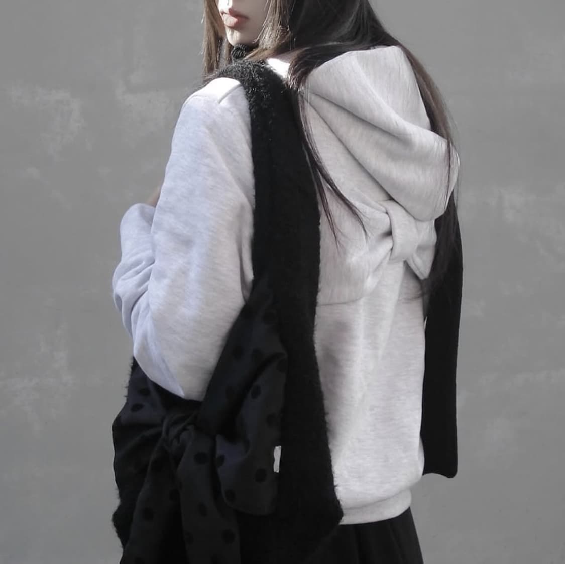 체메씨 BOW HOODIE (WHITE MELANGE) 상품이미지1