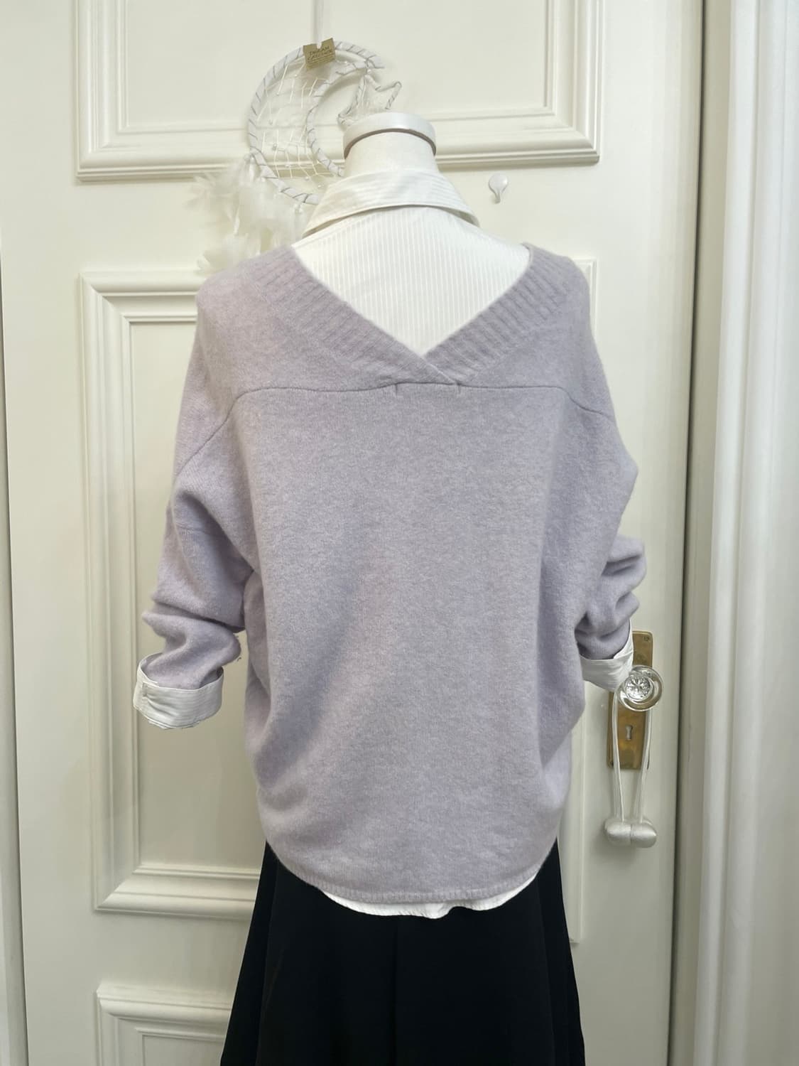 lavender v-neck soft sweater&white basic 상품이미지5