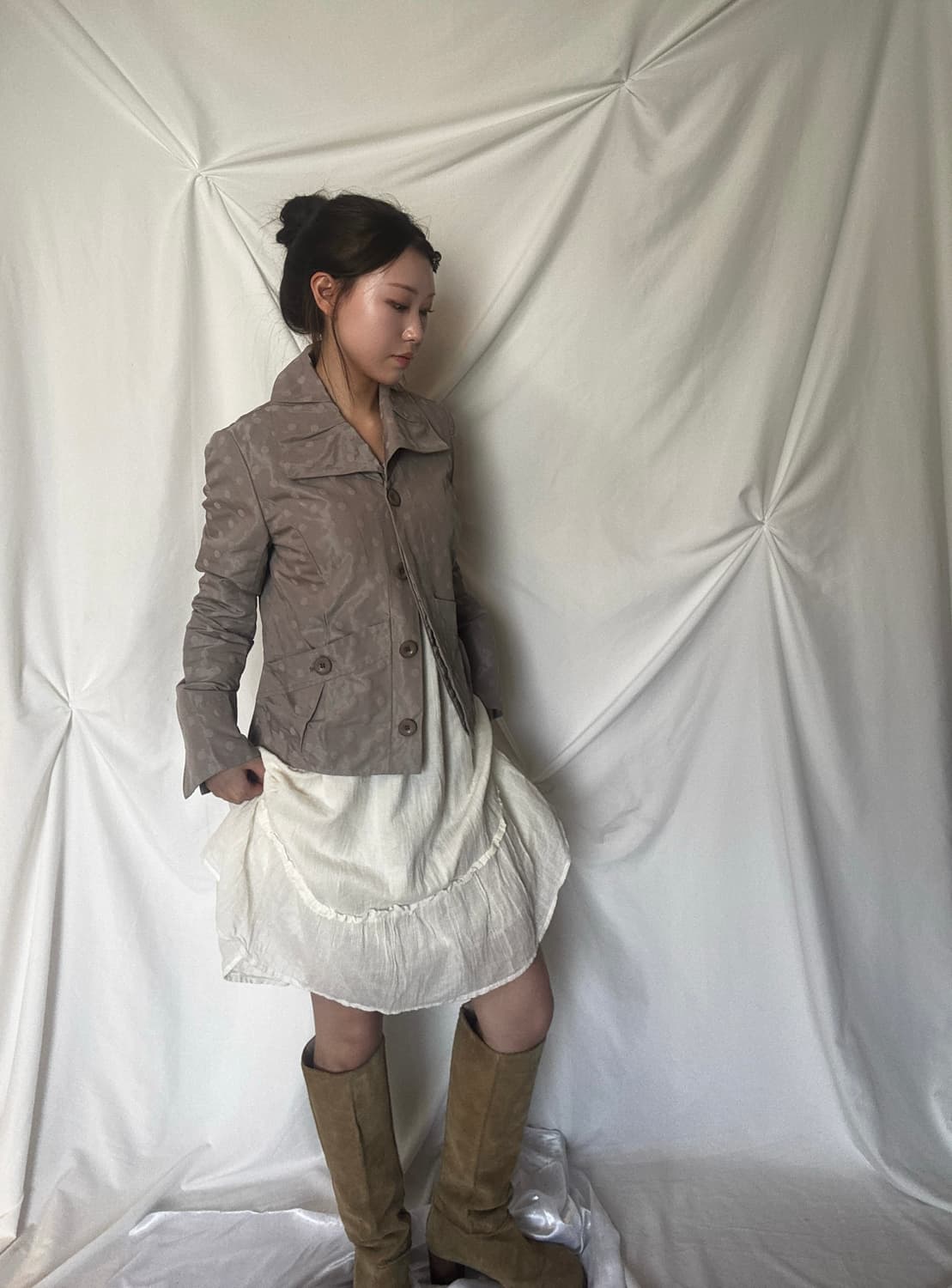 YUMA KOSHINO 도트 버튼 자켓 상품이미지5