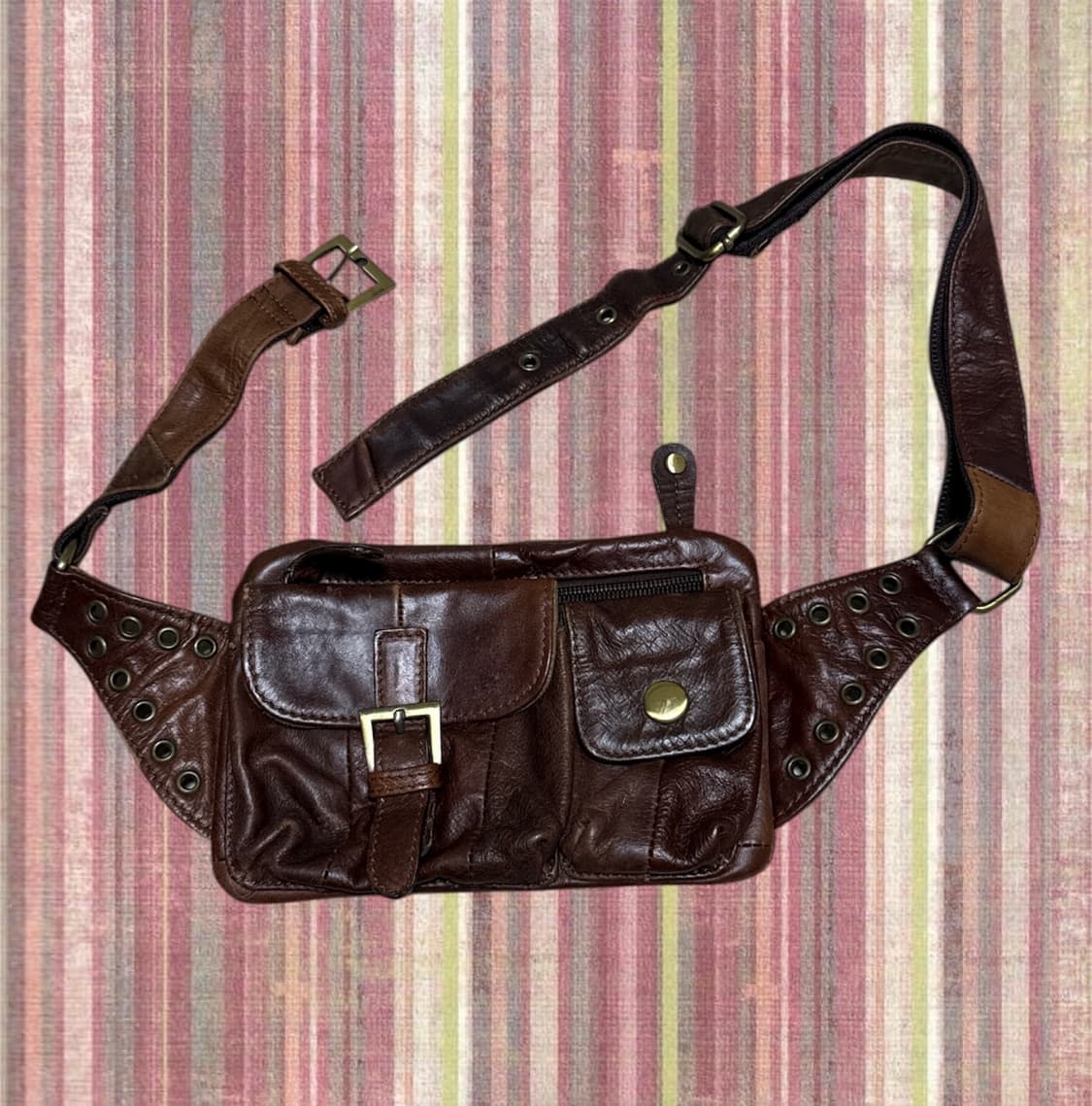 [빈티지] 레더 벨트백 브라운 상품이미지1