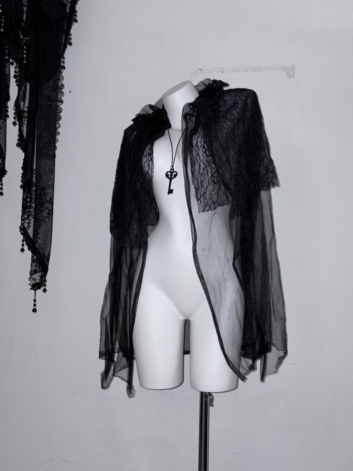 오사라기깔 고스 시스루 베일 3겹 레이어드 다크페미닌 고스로리 레이스 상품이미지7
