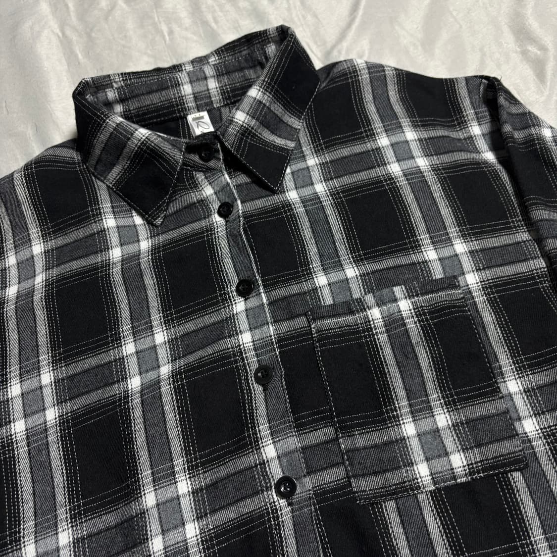 크롭 체크  남방 셔츠  F  상품이미지3