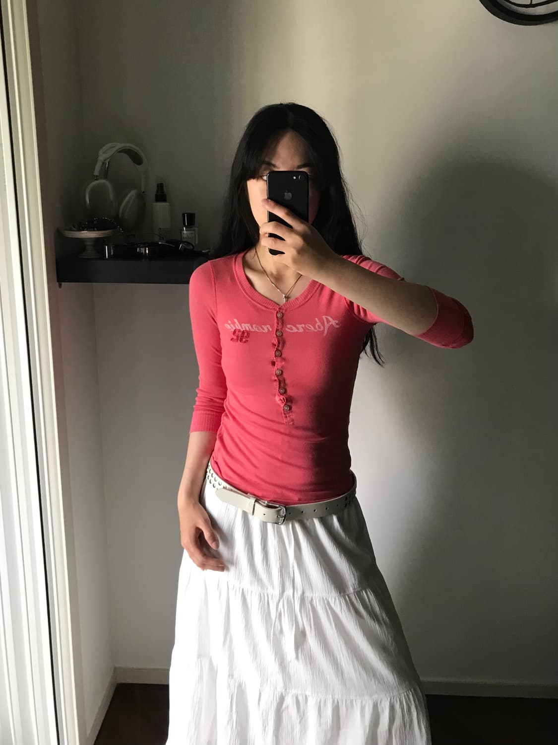 아베크롬비 중앙 프린팅 핑크 7부 긴팔티 상품이미지4