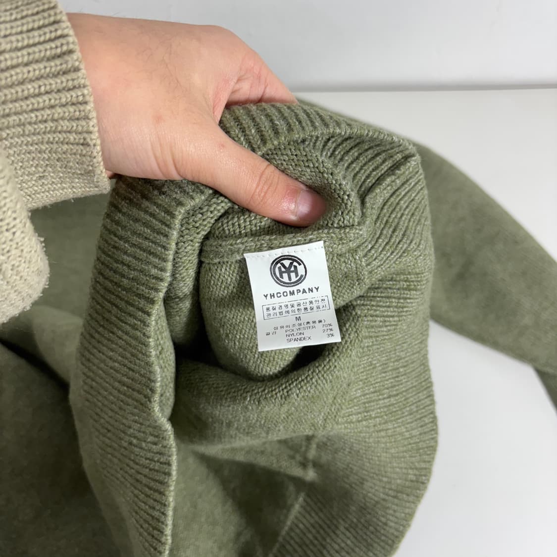 택달린새것 M 100 미니멀프로젝트 카키말차 루즈핏 라운드니트 상품이미지5