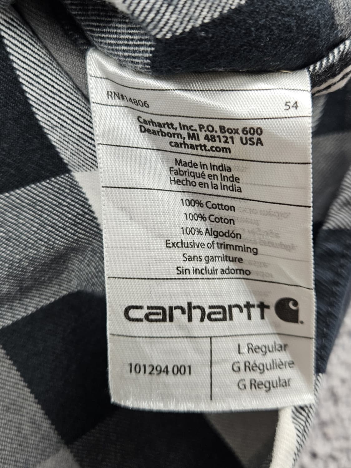 칼하트 체크 패턴 플란넬 롱 슬리브 워크 셔츠 ( L ) / 10327 상품이미지9