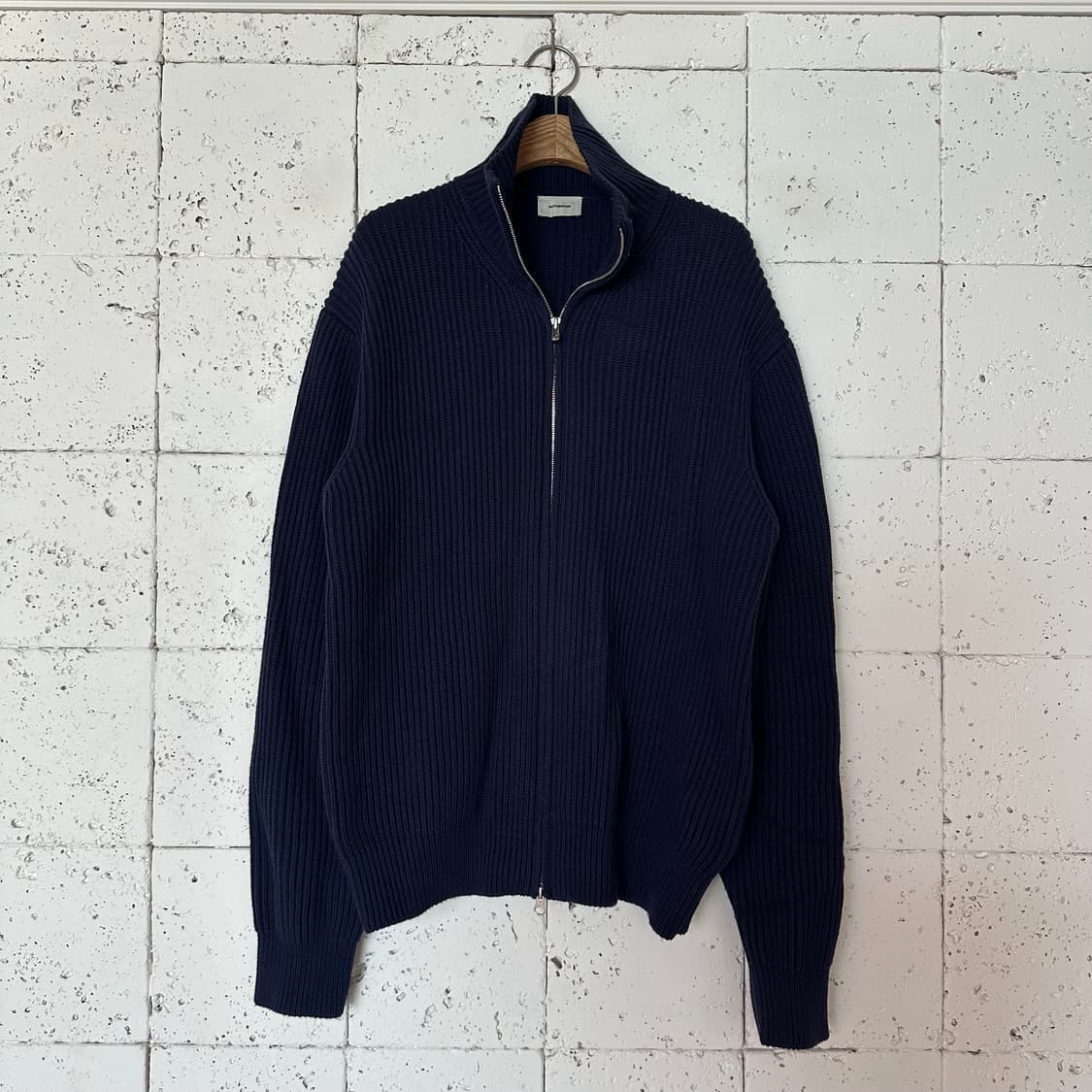 3 인더로우 풀집업 캐시미어 혼방 니트 네이비 상품이미지1