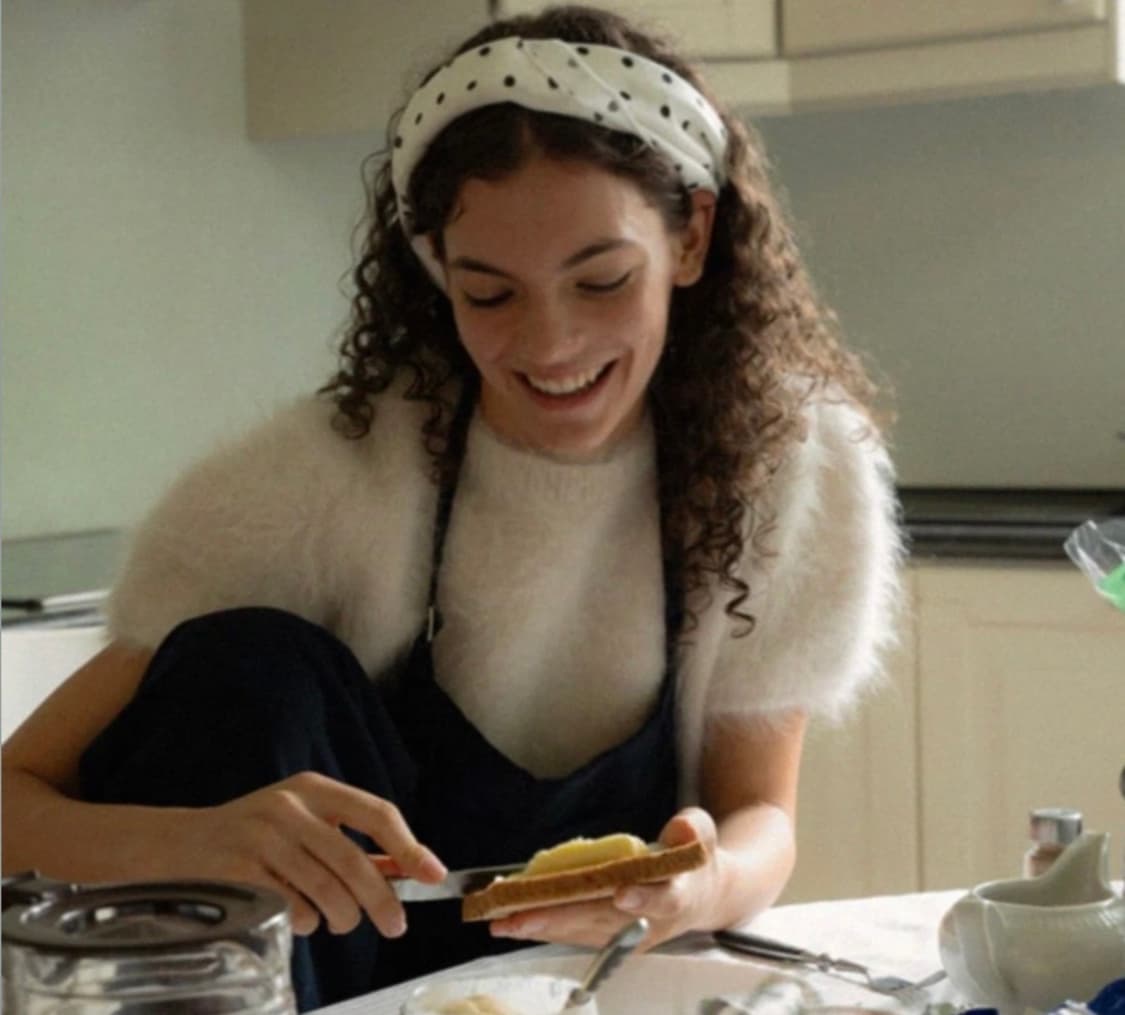 위드아웃썸머 아이보리 퍼프 반팔 부클 니트 상품이미지2