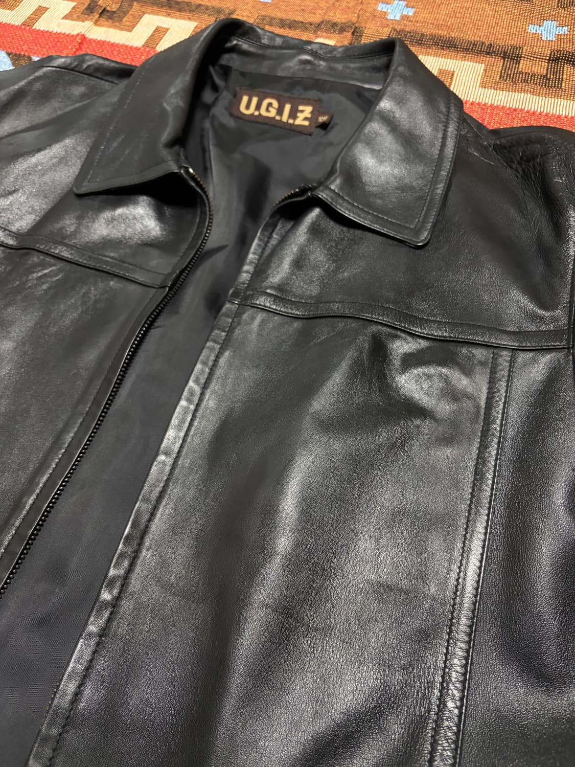105) 00s 빈티지 램스킨 양가죽 싱글라이더 자켓 상품이미지3
