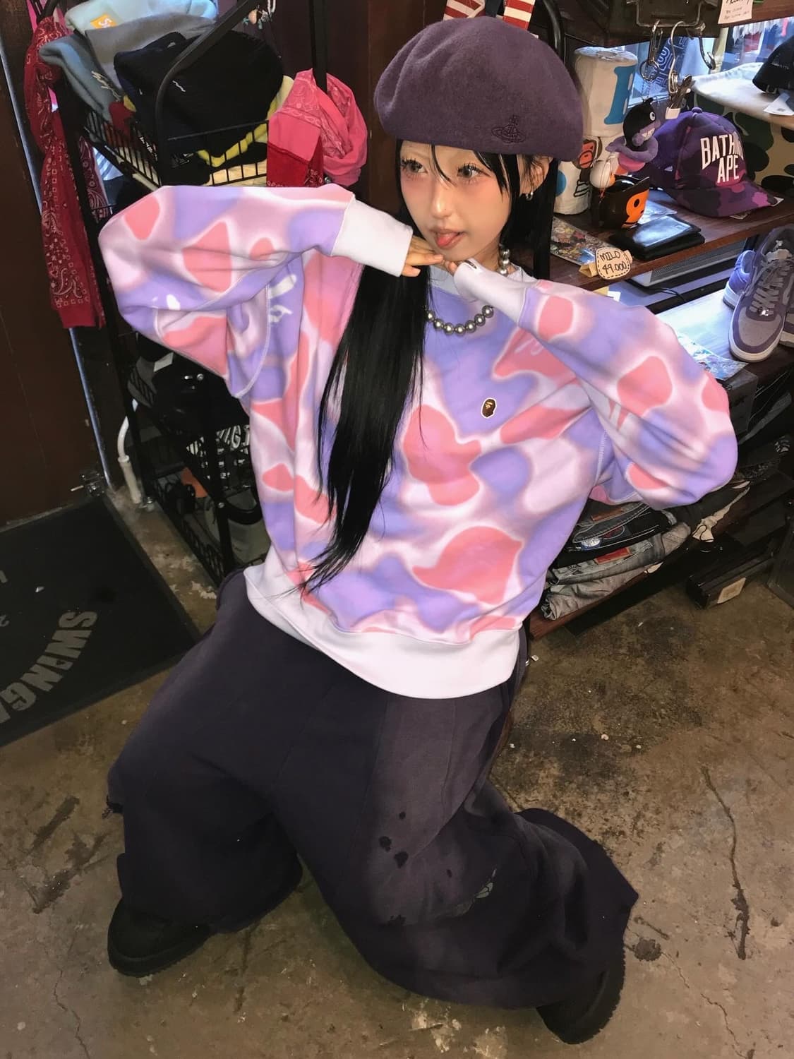 Bape Pink&Purple Camouflage Sweatshirt 상품이미지1