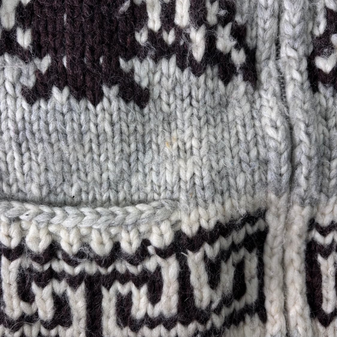 100 TUAK 캐나다 숄카라 코위찬 울 니트 집업 상품이미지5