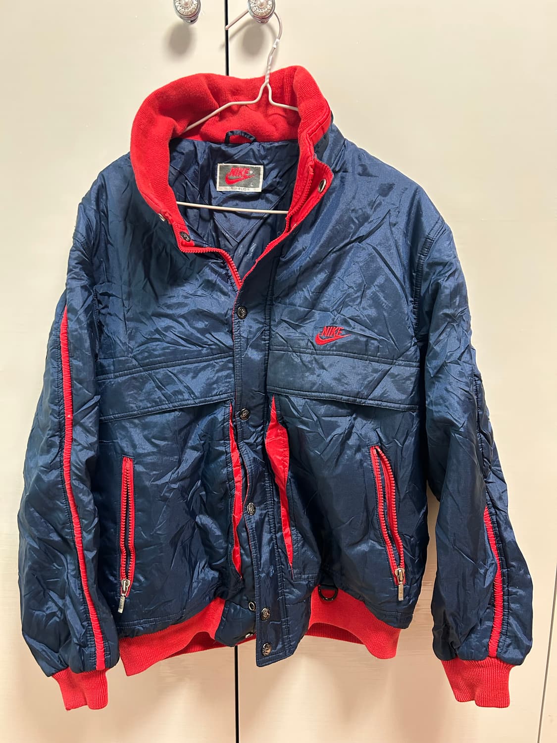 나이키 80년대 빈티지 퀄팅 자켓 네이비 L 상품이미지3