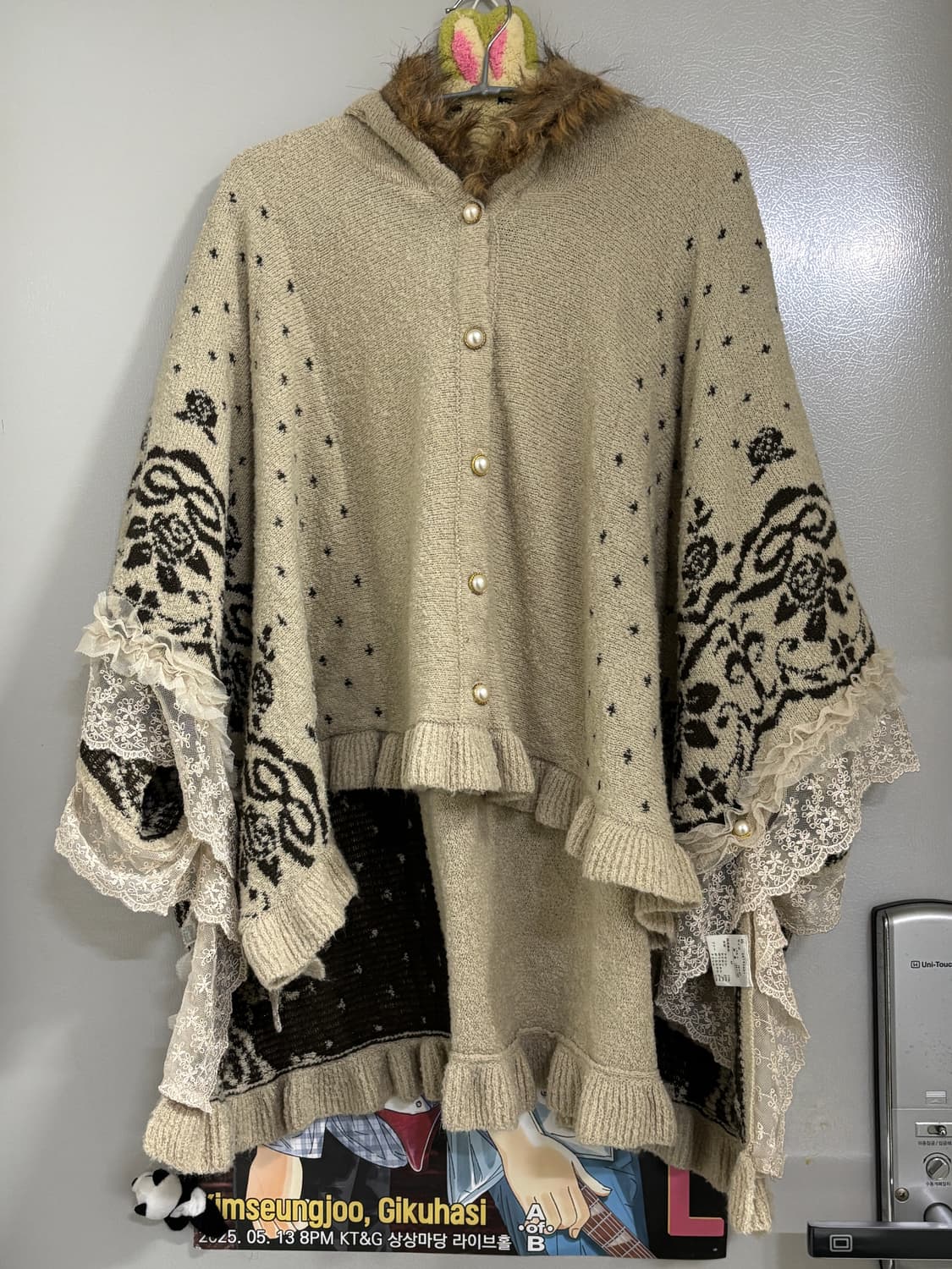 엑시즈팜 레이스 니트 케이프 판초 판쵸  라떼갸루 모리걸 히메 상품이미지2