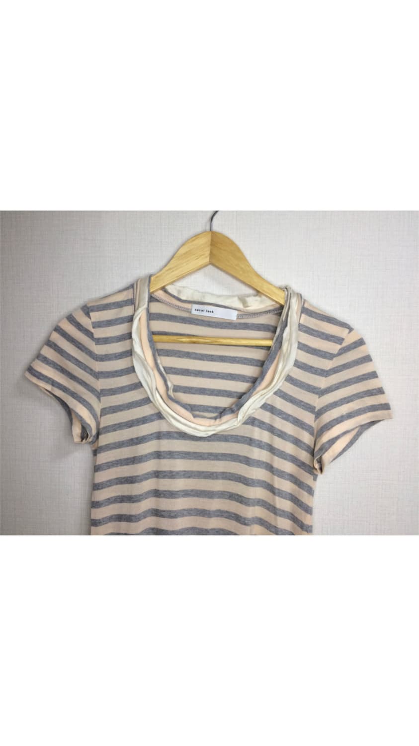 Sacai luck 사카이럭 핑크베이지 스트라이프 원피스 상품이미지2