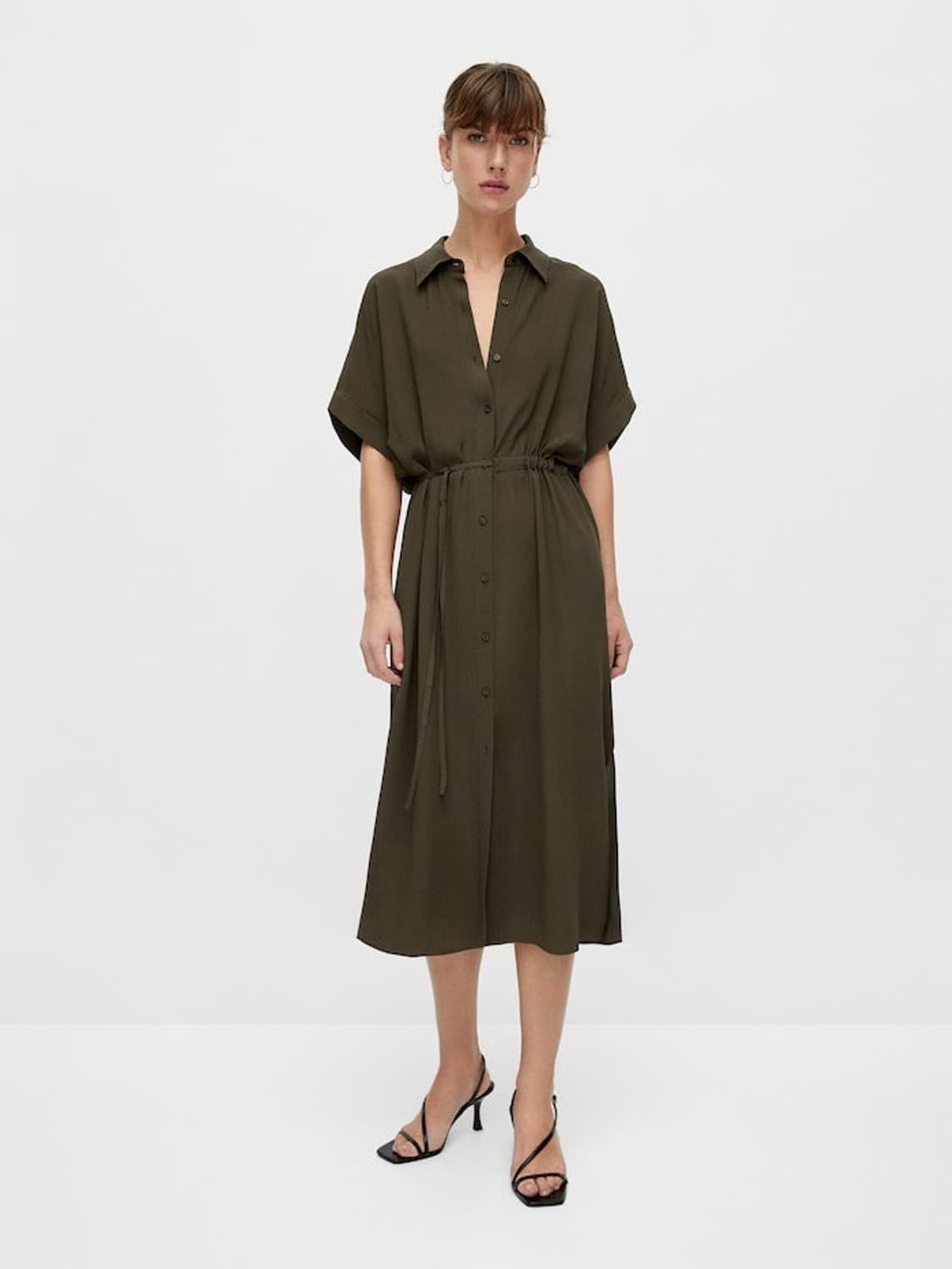 마시모두띠 반팔 셔츠 원피스 카키브라운 상품이미지2