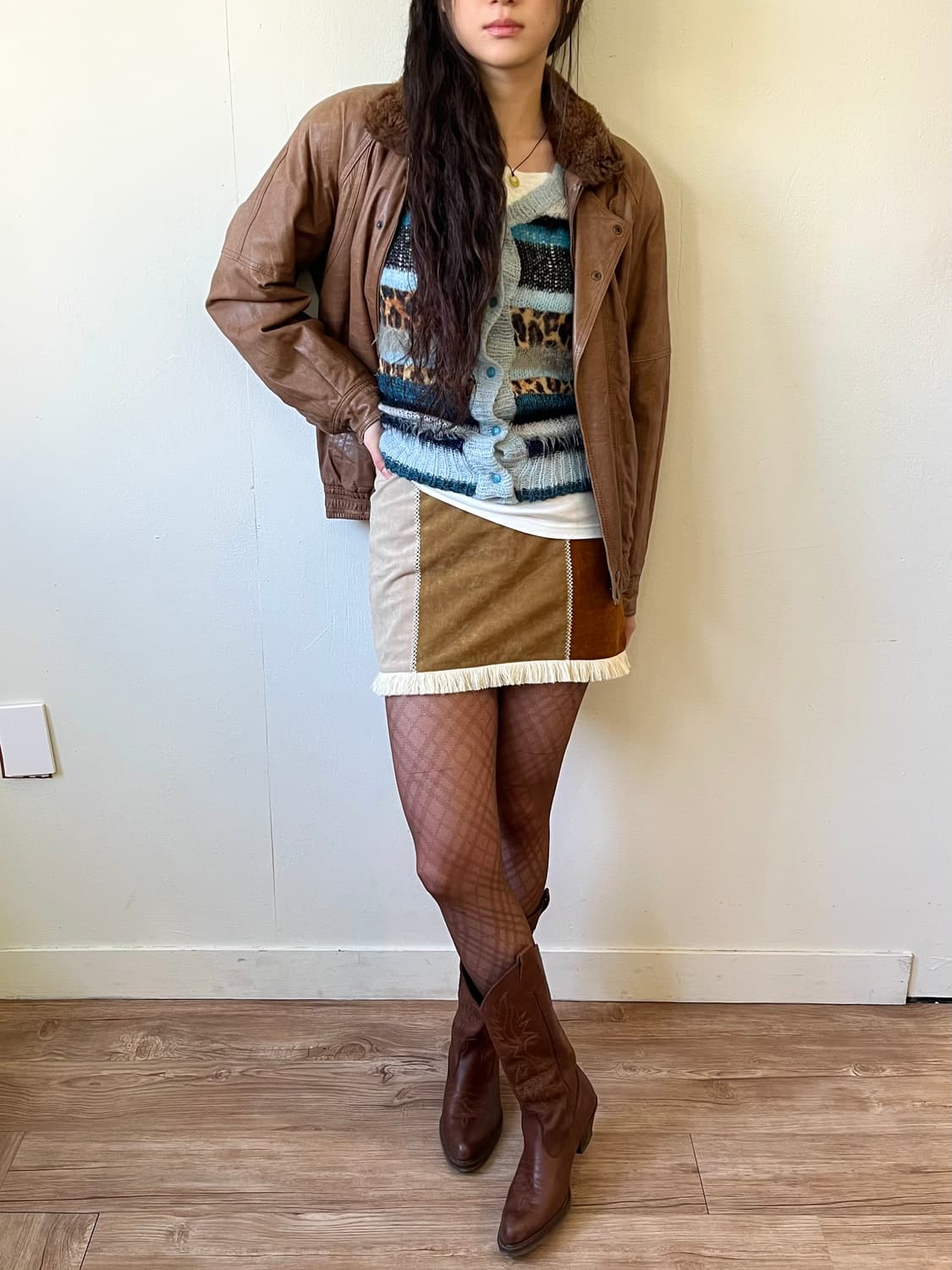 Japan Vtg 벨벳 테슬 스커트 상품이미지4