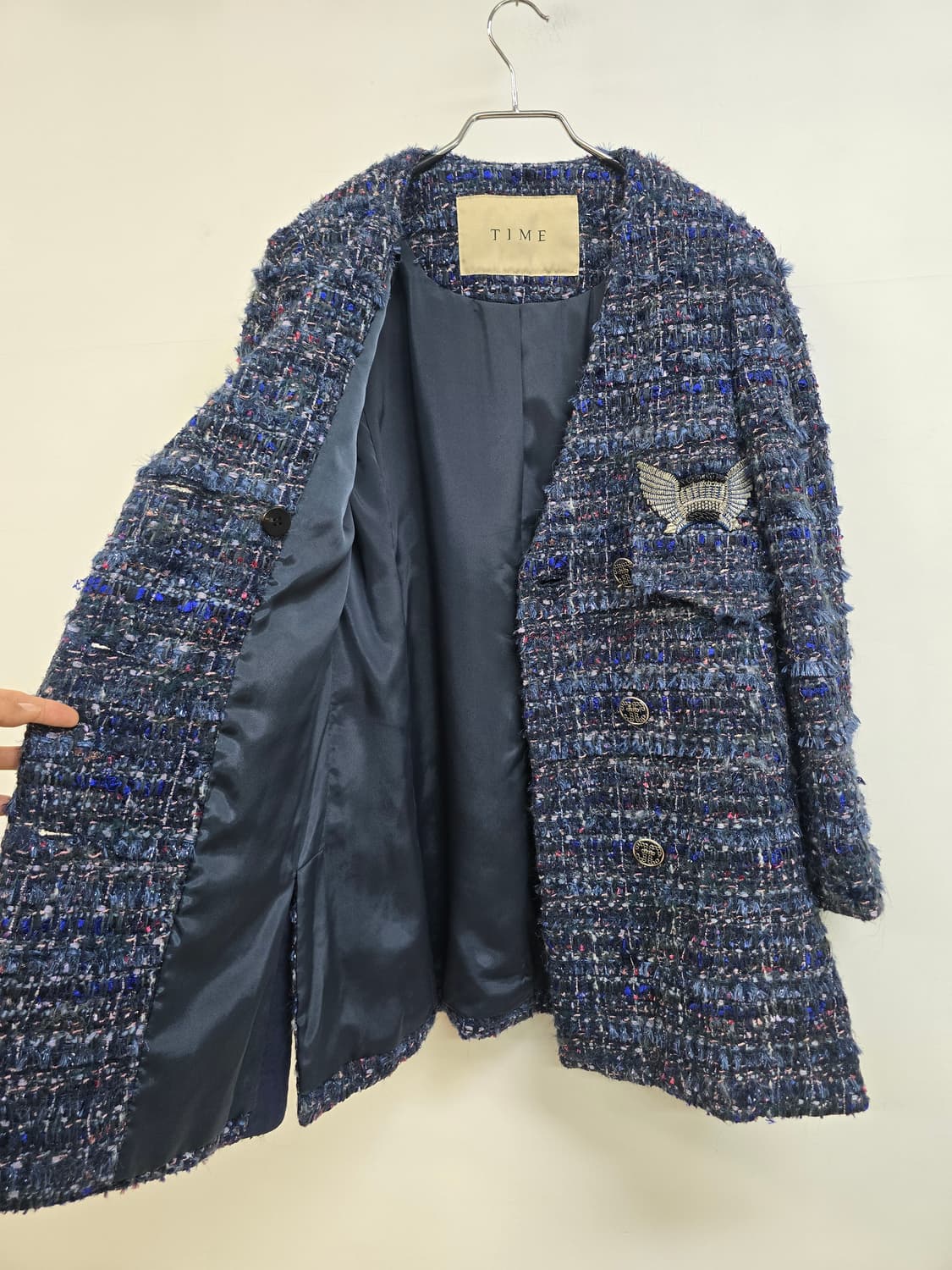 한섬 타임 화사한 색감 도톰 노카라 트위드자켓 상품이미지3