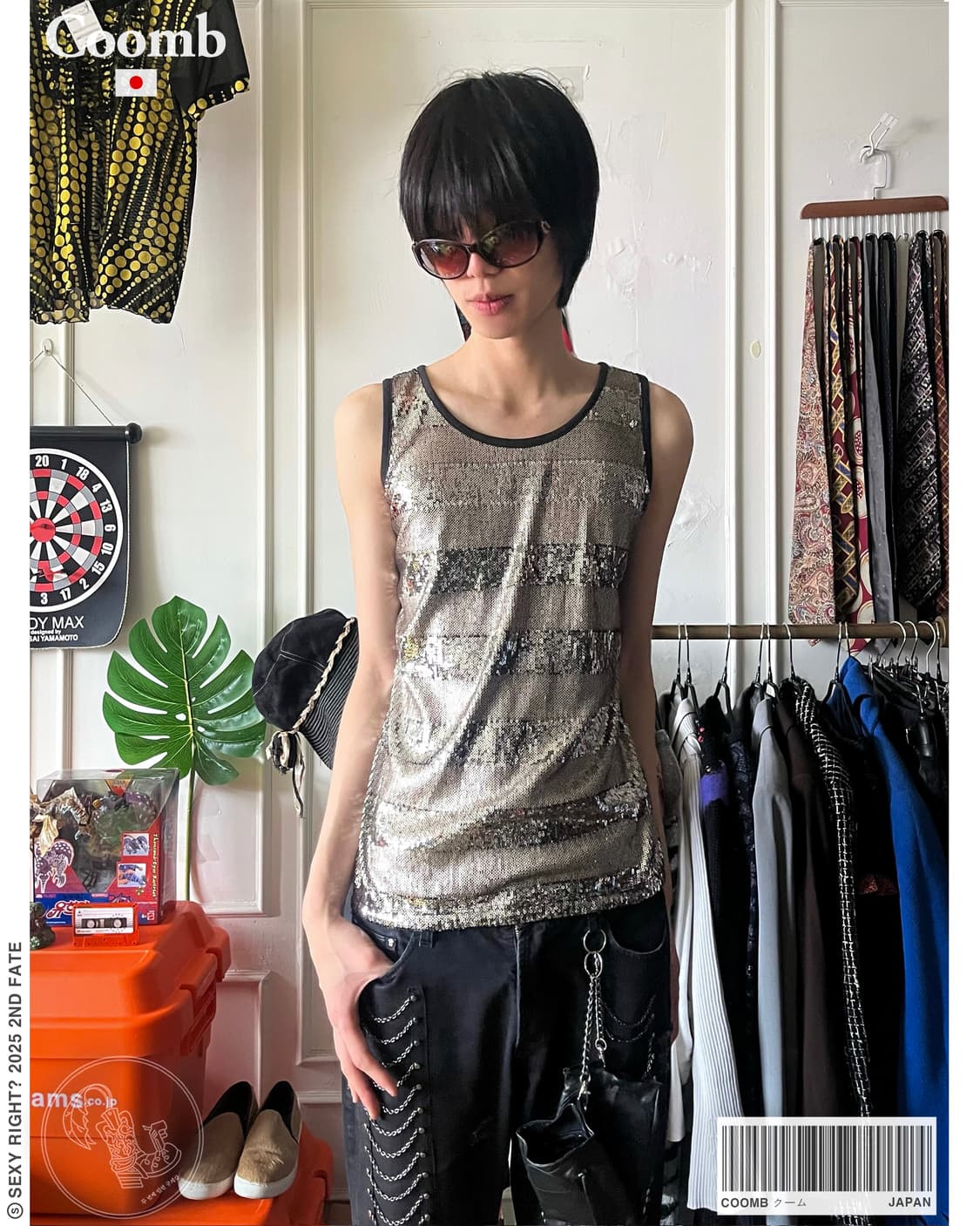 COOMB クーム 3D Spangle Stripe Sleeveless 상품이미지1