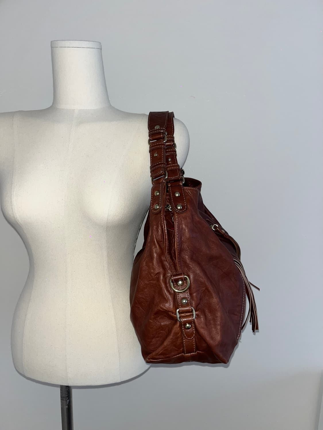 📦 Y2k Old leather redbrown Shoulder Bag 상품이미지6