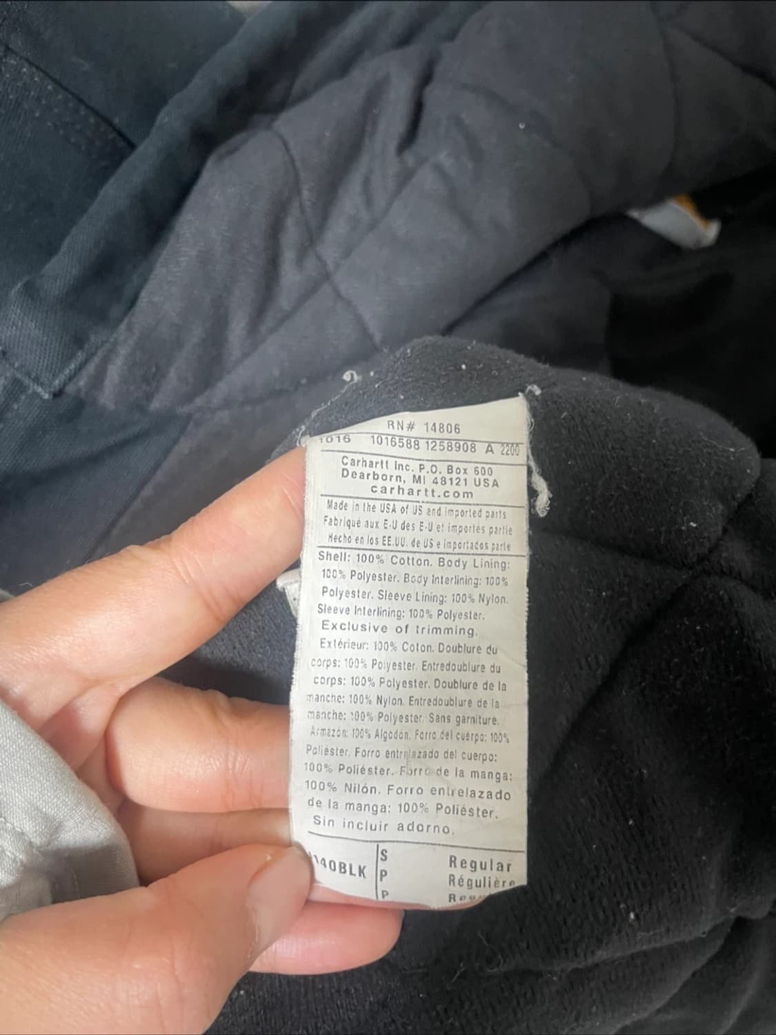 칼하트 j140 덕 액티브자켓 블랙 상품이미지3