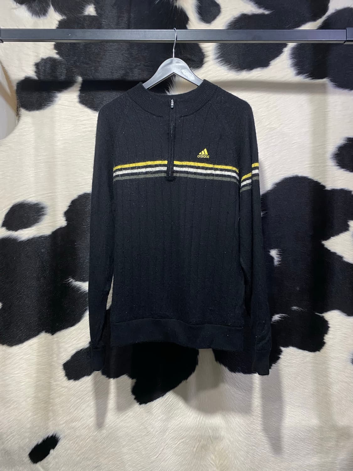 Adidas 삼선 반집업 블랙 니트 상품이미지2