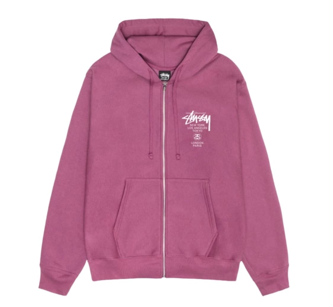 스투시 월드 투어 후드 집업 베리 상품이미지2