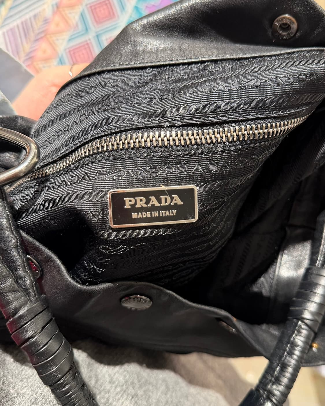 프라다 블랙 나일론 레더 호보백 상품이미지8