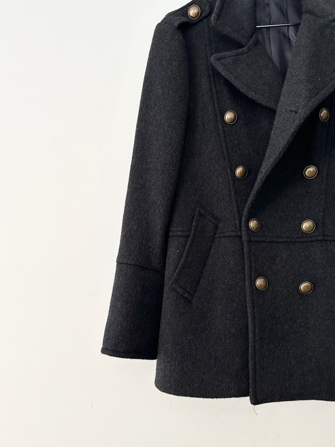 Epaulet double breasted half coat 상품이미지4