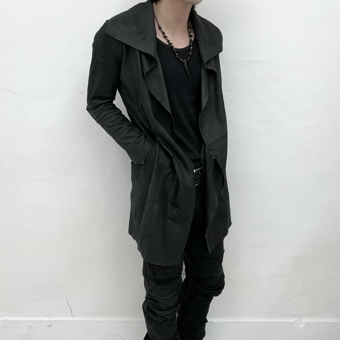 Asymmetry drape sheepskin leather jacket 상품이미지2