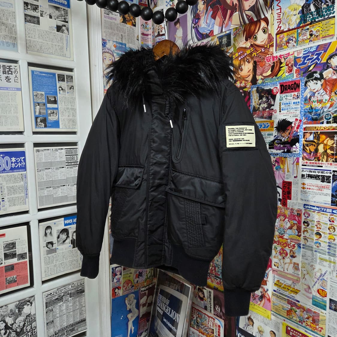 디젤 버키스크 블랙 샤기 퍼패딩 상품이미지2