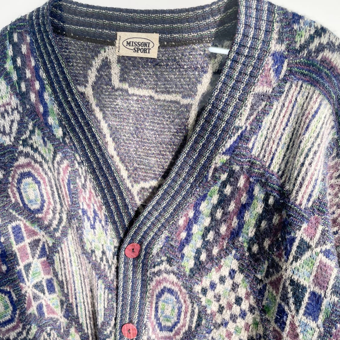 A2 미쏘니 스포츠 패턴 니트가디건 L사이즈 상품이미지3