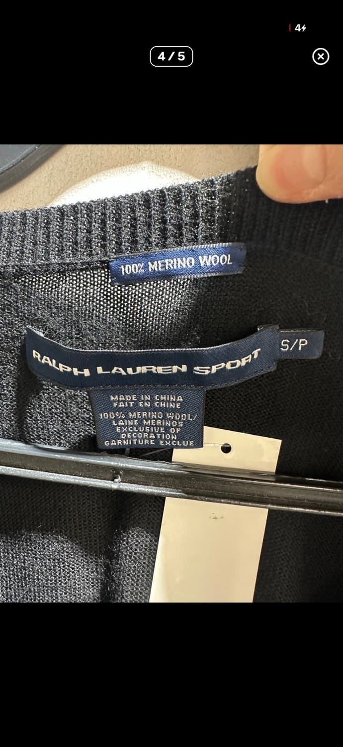 S 폴로랄프로렌 자수로고 블랙 브이넥 니트 상품이미지3