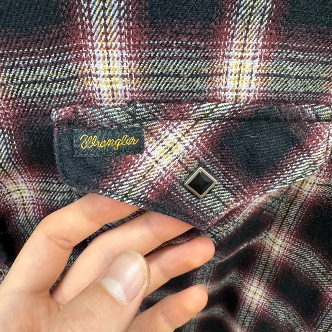 랭글러 웨스턴 셔츠 체크 패턴 다이아몬드 버튼 포인트 레드 블랙 상품이미지5