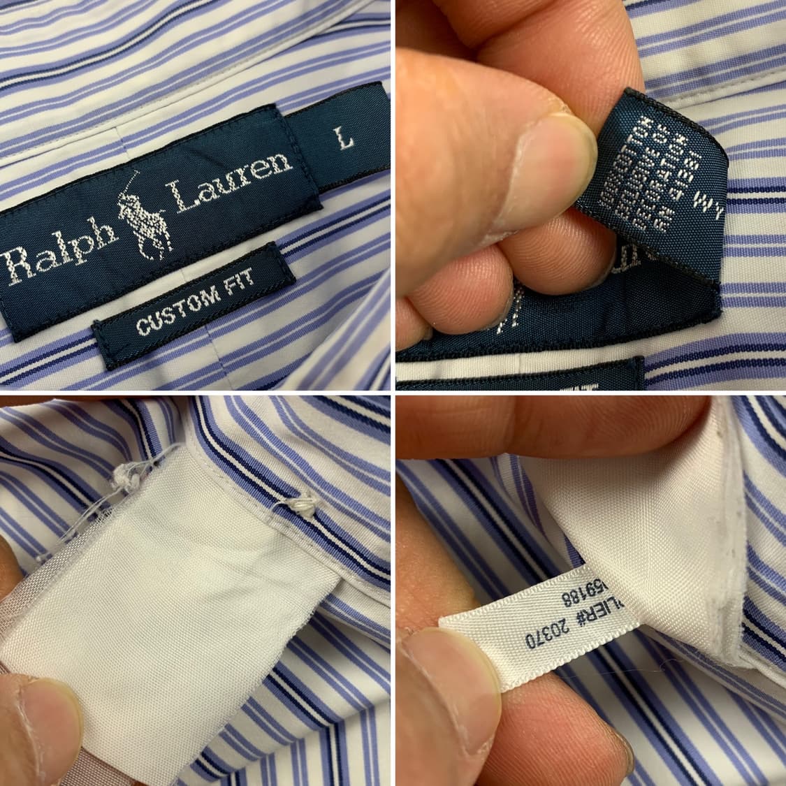 폴로 랄프로렌 포니로고 커스텀핏 네이비 스트라이프 하프셔츠 상품이미지4