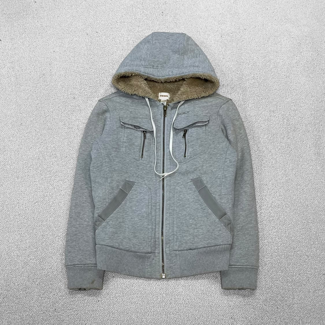 디젤 Diesel 투웨이 퍼 후드집업 그레이 상품이미지1