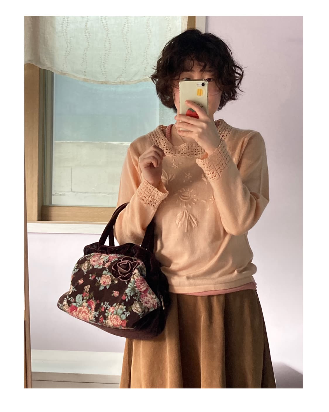 일본빈티지) 벨벳 로즈 가방  상품이미지6