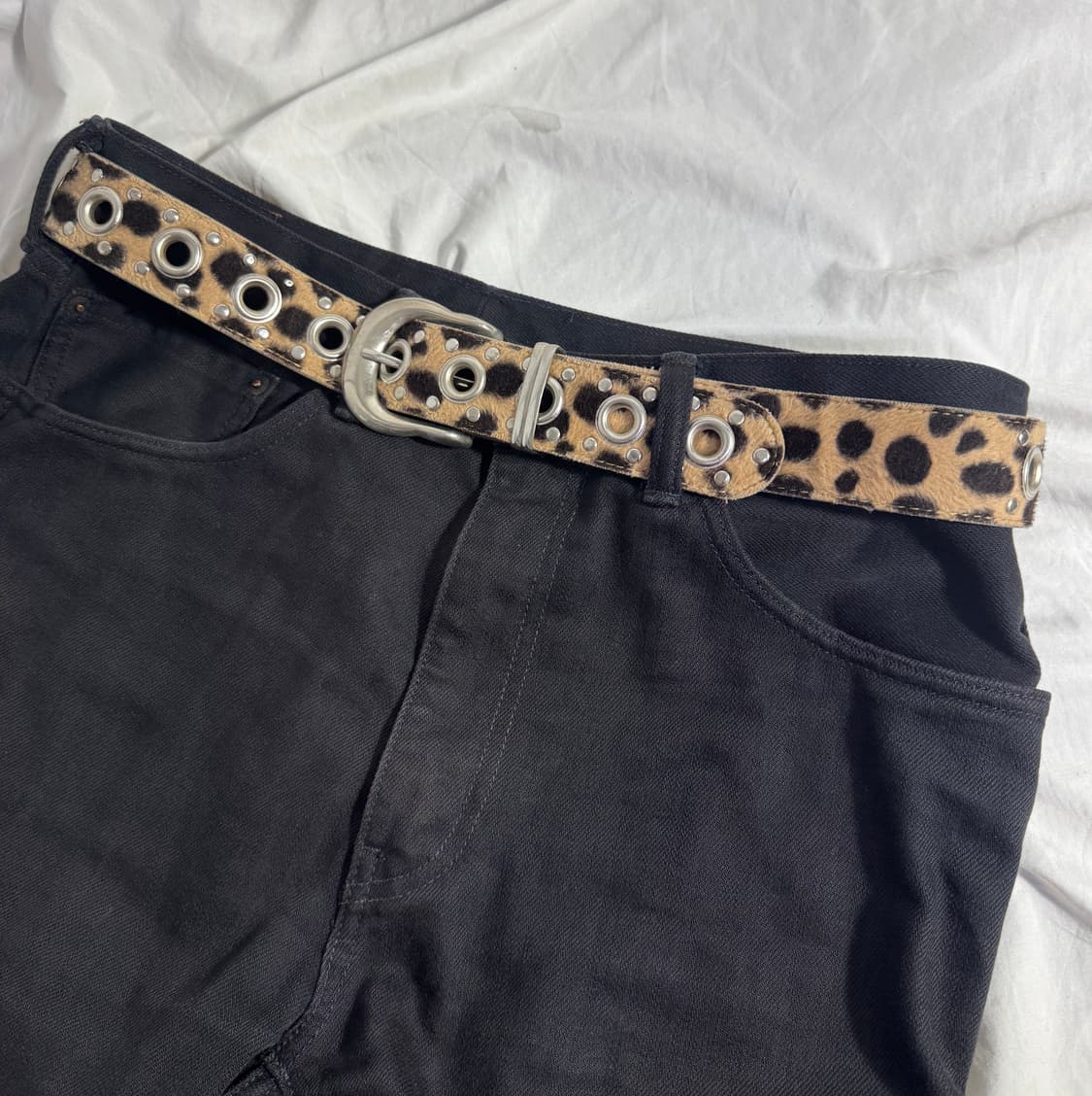 빈티지 레오파드 스터드 레더 벨트 y2k 펑크 상품이미지2